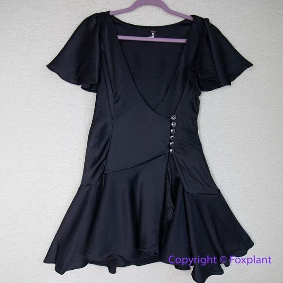 NEW Free People Scarlett‎ Short Sleeve Texture Mini Dress black, size XS - Picture 4 of 16